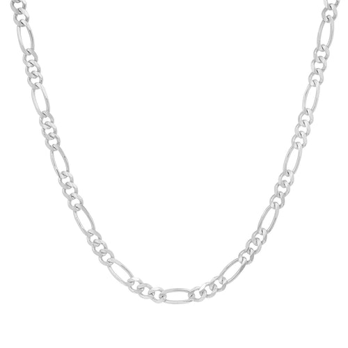 4MM Solid Plain Figaro Chain in white gold