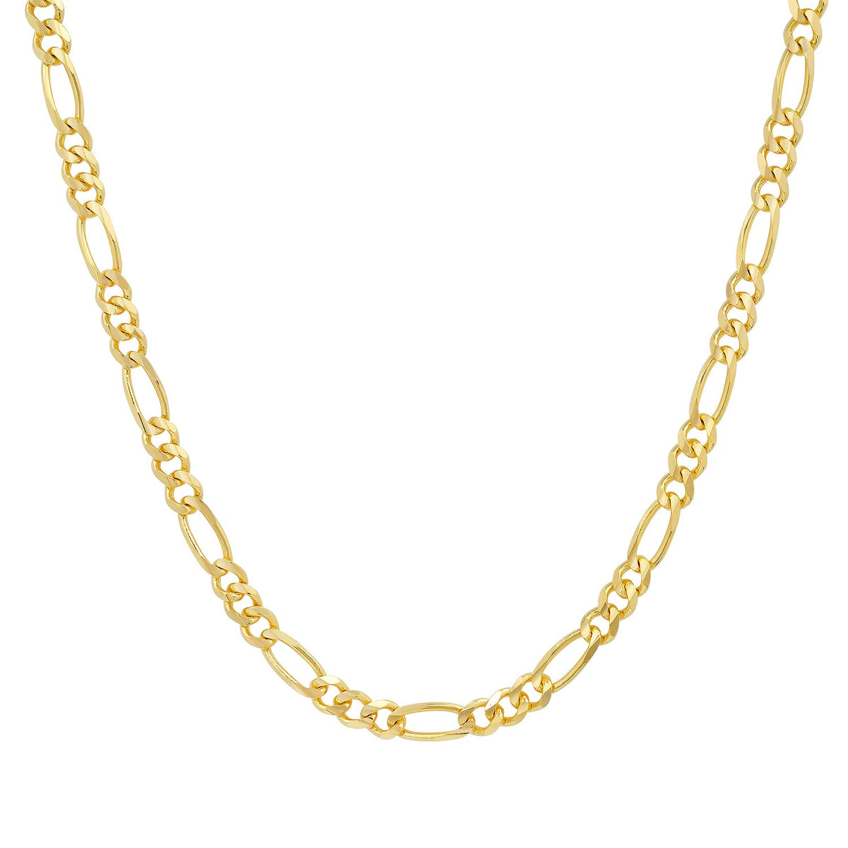 4MM Solid Plain Figaro Chain in yellow gold