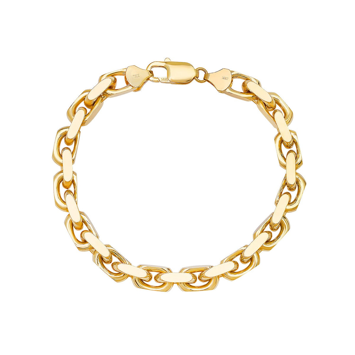 6.5MM Solid Heavy Link Bracelet in solid 10K-24K gold