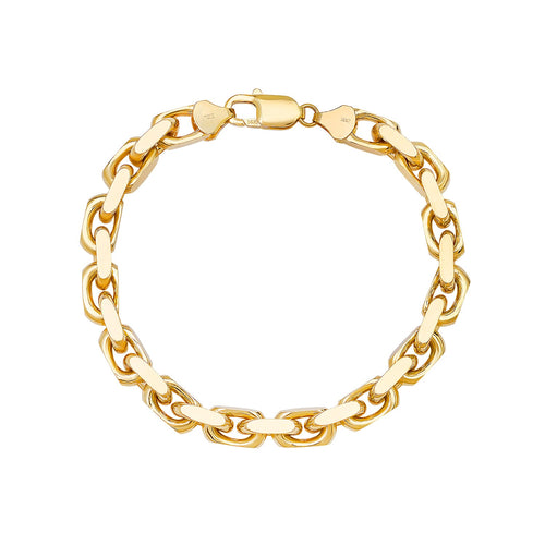 6.5MM Solid Heavy Link Bracelet in solid 10K-24K gold