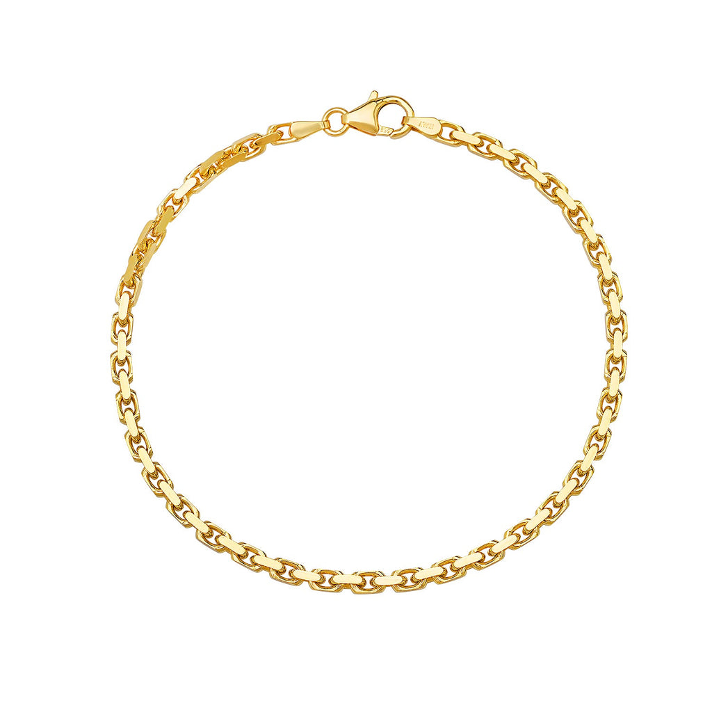 2.4MM Solid Heavy Link Bracelet in solid 10K-24K gold