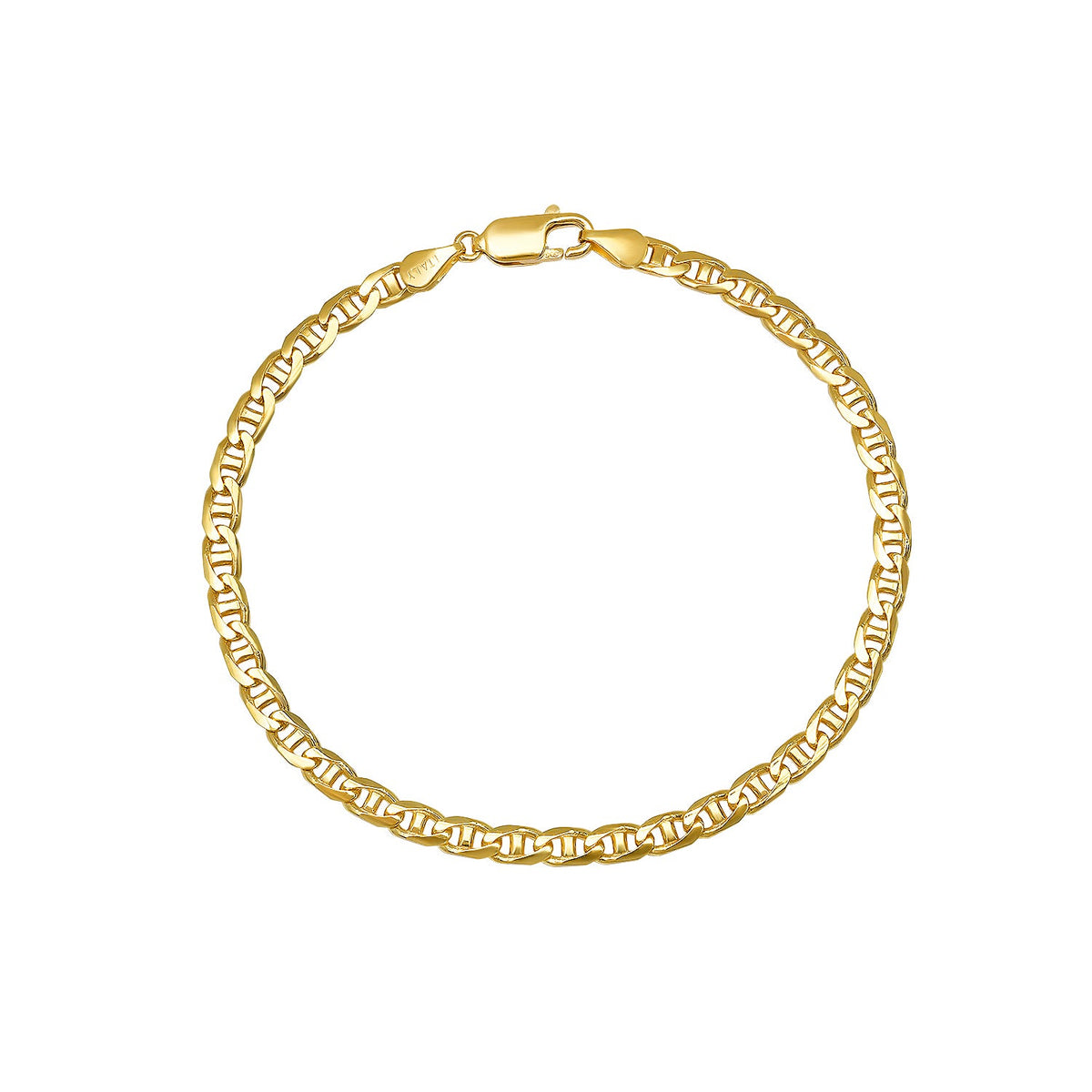 3.5MM Solid Yacht Link Bracelet in solid 10K-24K gold