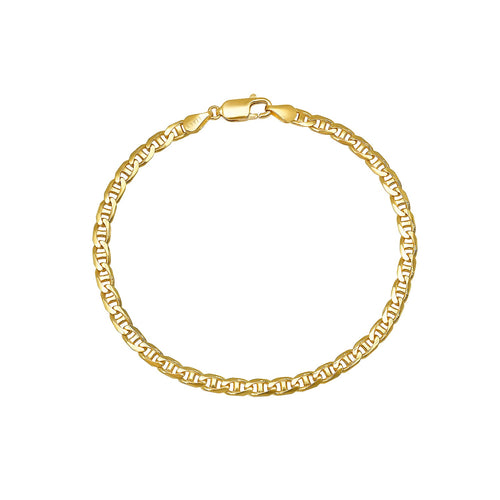 3.5MM Solid Yacht Link Bracelet in solid 10K-24K gold