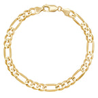 6.2MM Solid Figaro Bracelet in solid 10K-24K gold