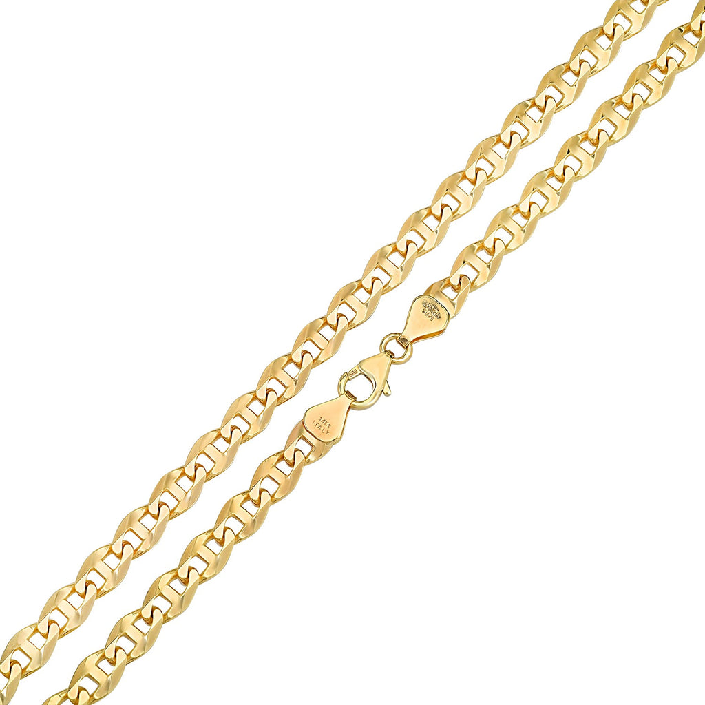 6MM Solid Diamond-Cut Mariner Chain detail view