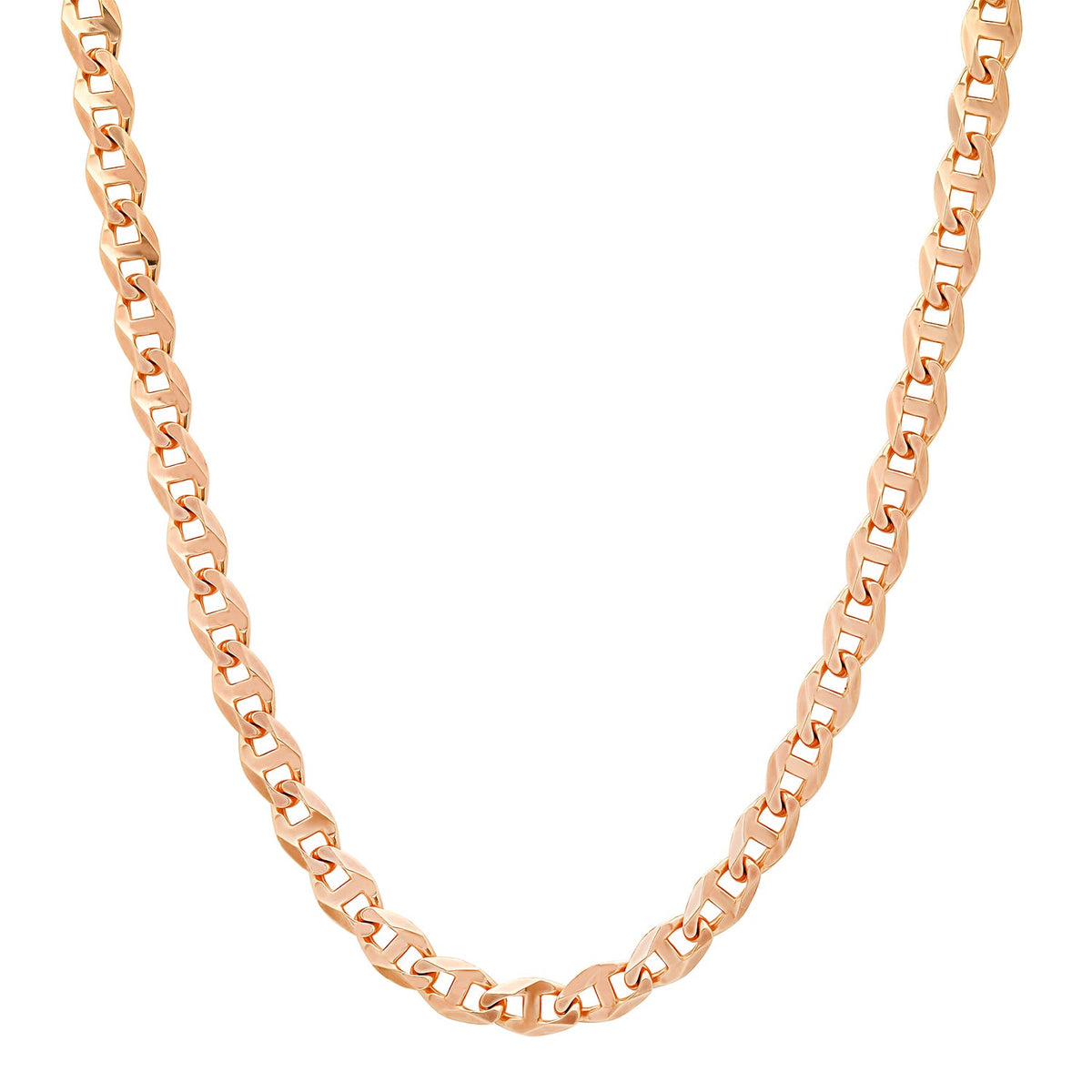 6MM Solid Diamond-Cut Mariner Chain in rose gold