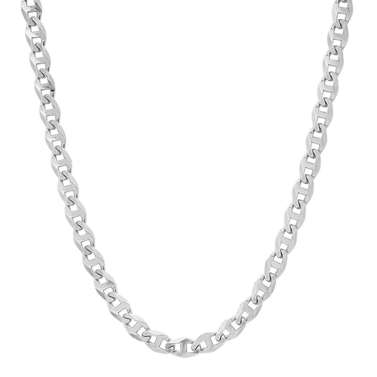 6MM Solid Diamond-Cut Mariner Chain in white gold