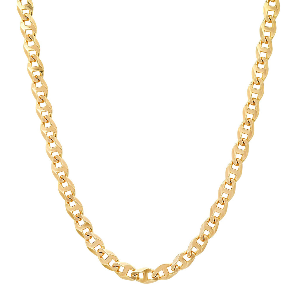 6MM Solid Diamond-Cut Mariner Chain in yellow gold