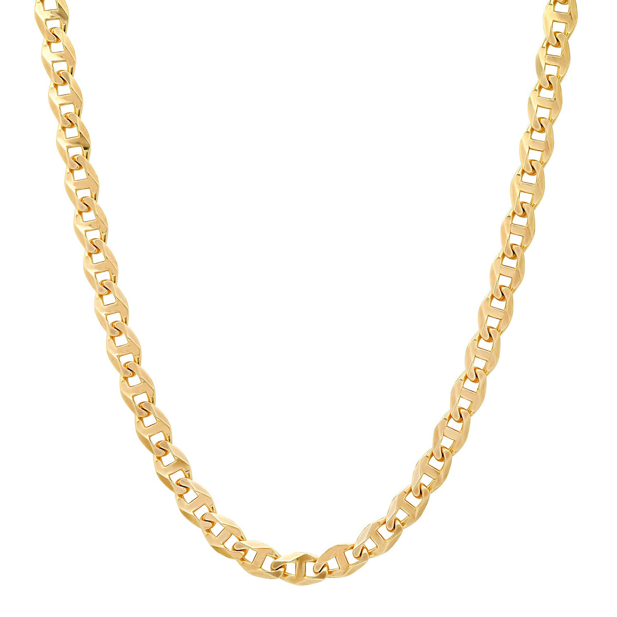 6MM Solid Diamond-Cut Mariner Chain in yellow gold
