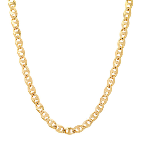 6MM Solid Diamond-Cut Mariner Chain in yellow gold