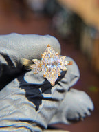 Marquise Fan Accent Engagement Ring