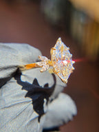 Marquise Fan Accent Engagement Ring