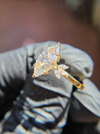 Marquise Fan Accent Engagement Ring