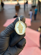 Oval Virgin Mary Pendant in solid 10K-24K gold