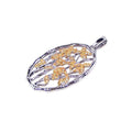 Silver 925 Rhodium Plated Open Circle Filigree CZ Dangling Pendant - ACP00021
