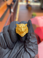 Tiger Face Ring in solid 10K-24K gold