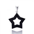 Silver 925 Black Rhodium Plated Open Star Micro Pave CZ Pendant - ACP00027BLK