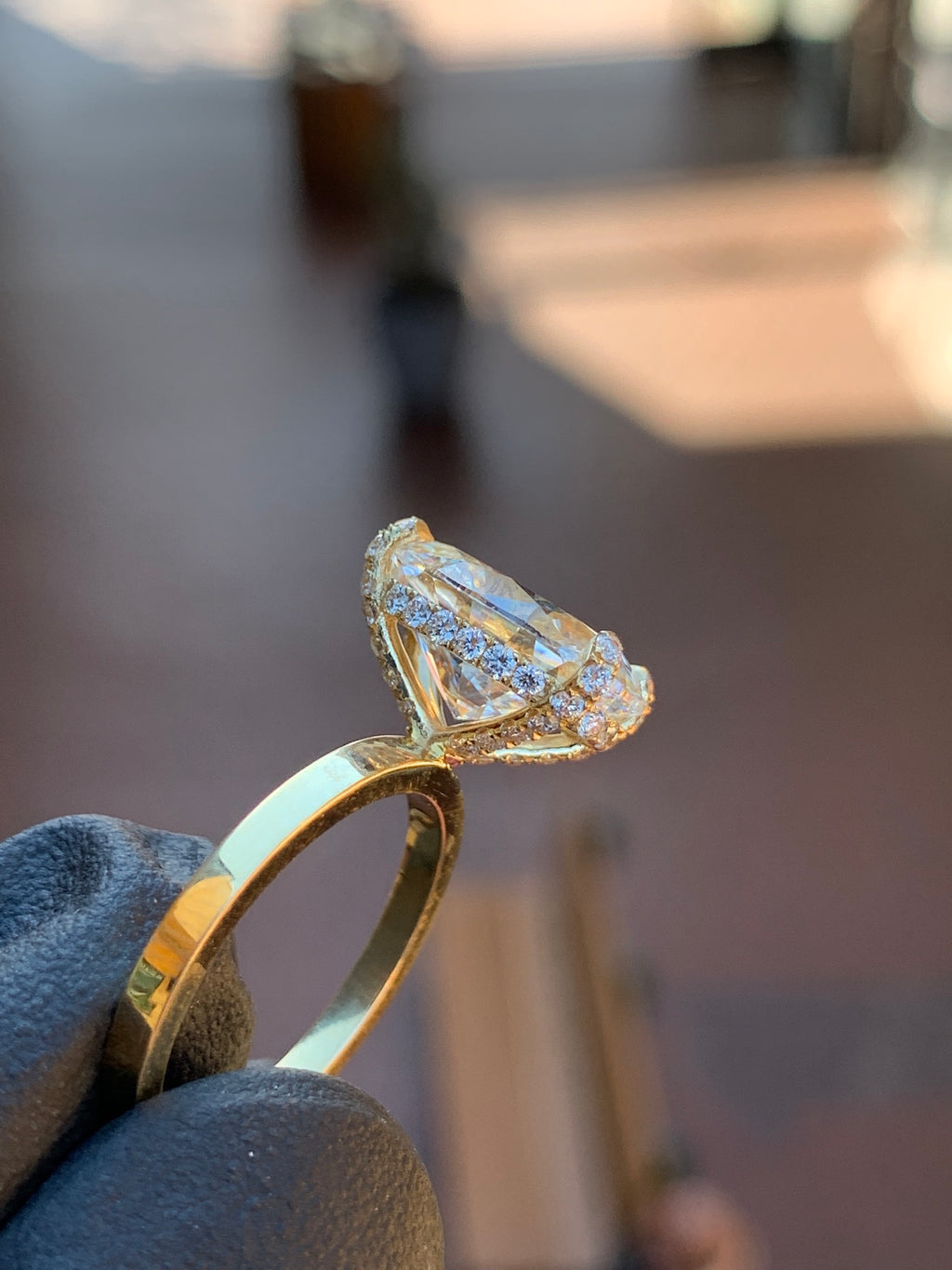 Pavé Hidden Halo Basket Engagement Ring