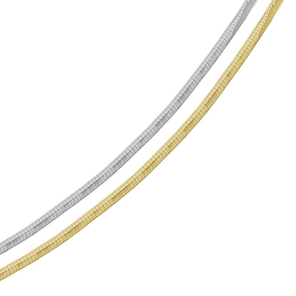 Multi Plated 925 Sterling Silver Reversible Flat Omega Chain 3mm - CH907 2T