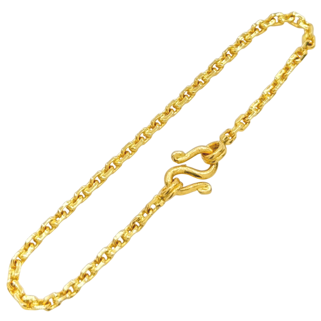 2MM Solid Anchor Link Bracelet in solid 10K-24K gold
