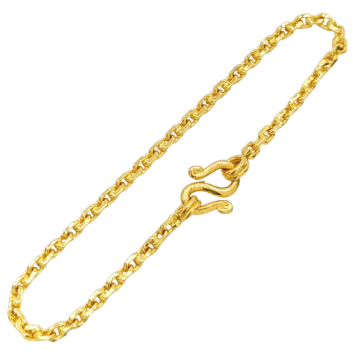 2MM Solid Anchor Link Bracelet in solid 10K-24K gold