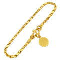 2MM Semi-Hollow Bullet and Anchor Link Bracelet in 10K-24K gold