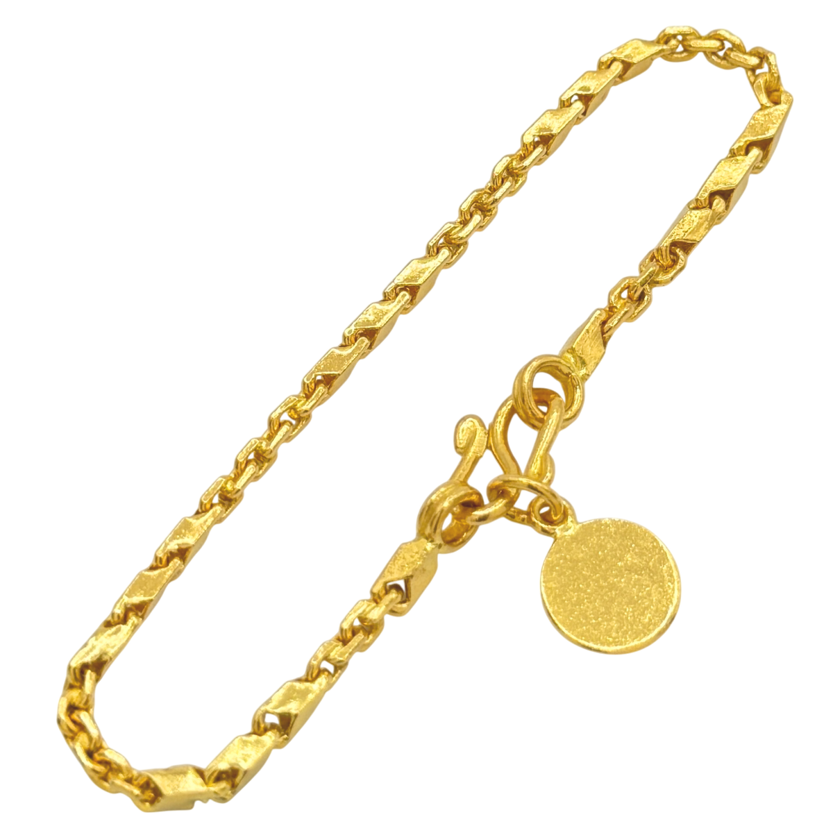 2MM Semi-Hollow Bullet and Anchor Link Bracelet in 10K-24K gold
