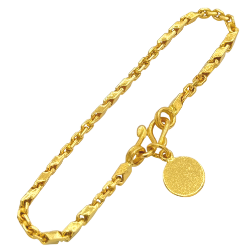 2MM Semi-Hollow Bullet and Anchor Link Bracelet in 10K-24K gold
