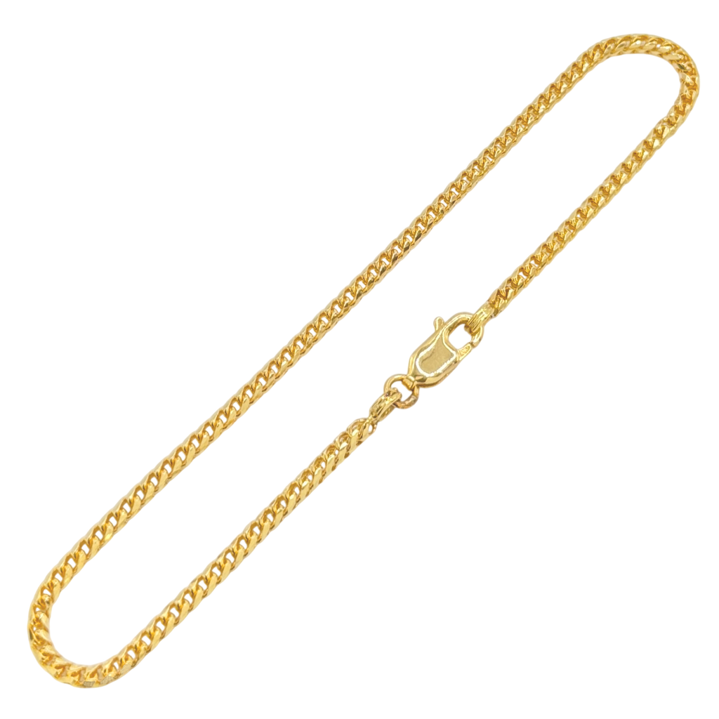 2MM Solid Diamond-Cut Franco Bracelet in solid 10K-24K gold
