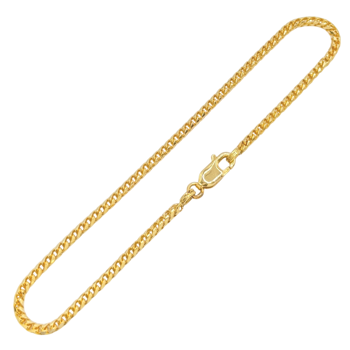 2MM Solid Diamond-Cut Franco Bracelet in solid 10K-24K gold