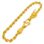 3.5MM Solid Anchor Link Dragon & Tail Bracelet in solid gold