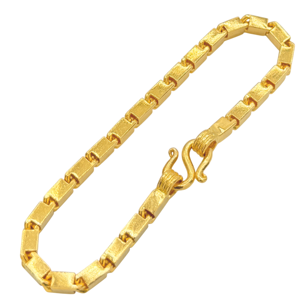 3.5MM Semi-Hollow Baht Link Bracelet in 10K-24K gold