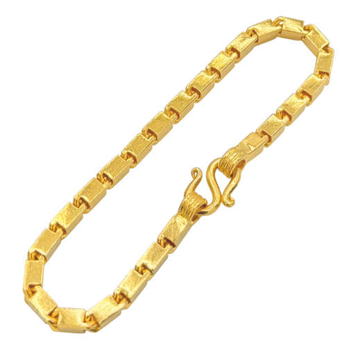 3.5MM Semi-Hollow Baht Link Bracelet in 10K-24K gold
