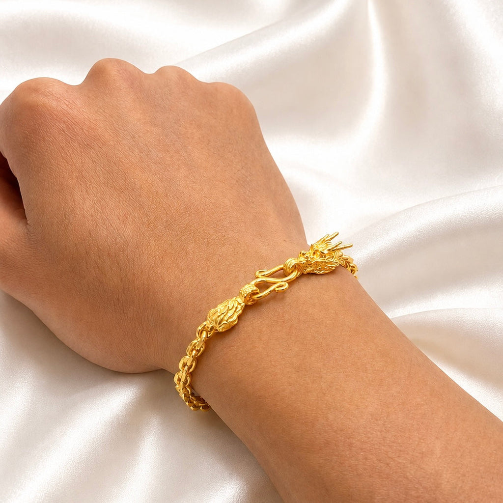 3.5MM Solid Anchor Link Dragon & Tail Bracelet — detail 2