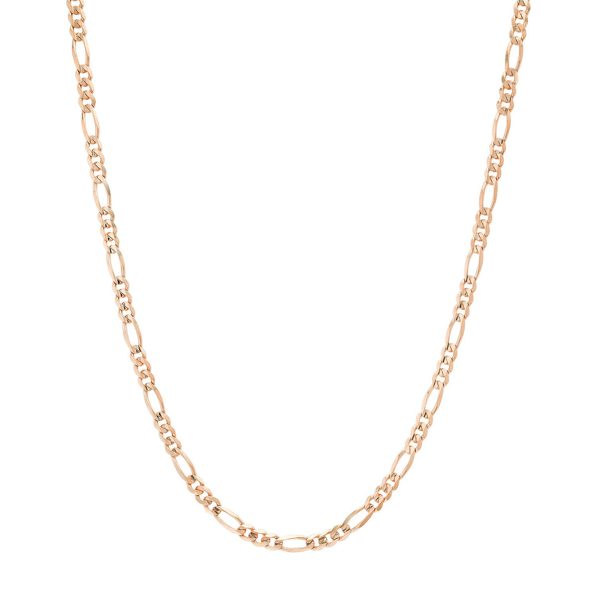 3.2MM Solid Plain Figaro Chain in rose gold