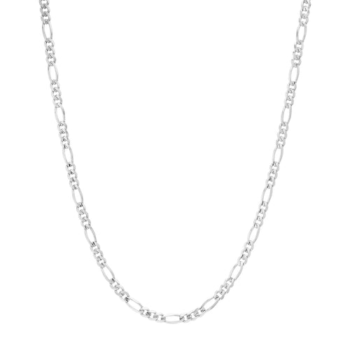 3.2MM Solid Plain Figaro Chain in white gold