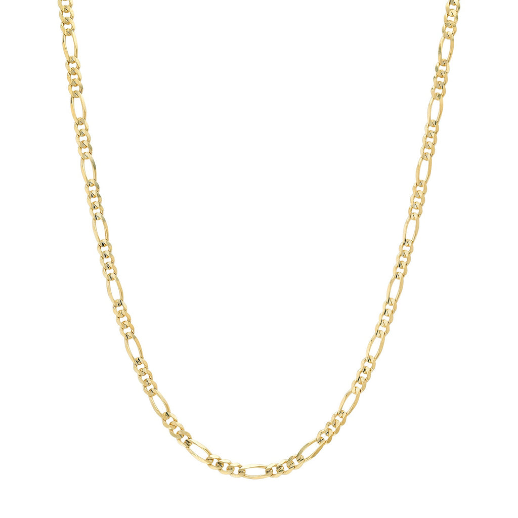 3.2MM Solid Plain Figaro Chain in yellow gold