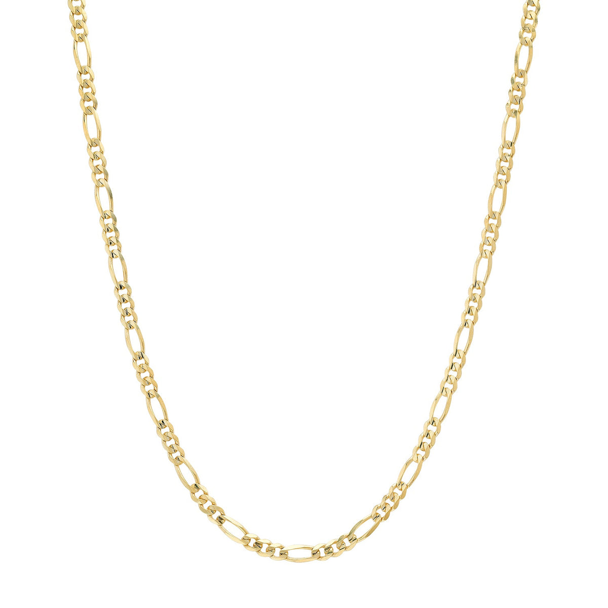 3.2MM Solid Plain Figaro Chain in yellow gold