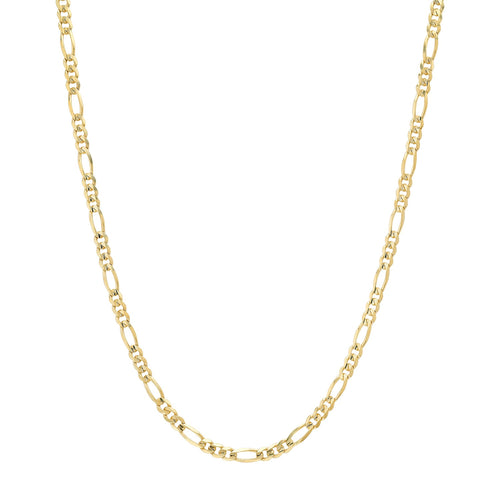 3.2MM Solid Plain Figaro Chain in yellow gold