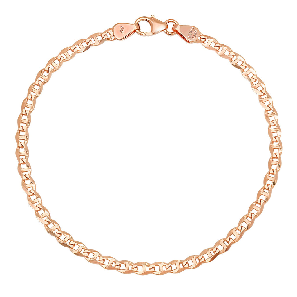 3MM Solid Diamond-Cut Mariner Bracelet — detail 3