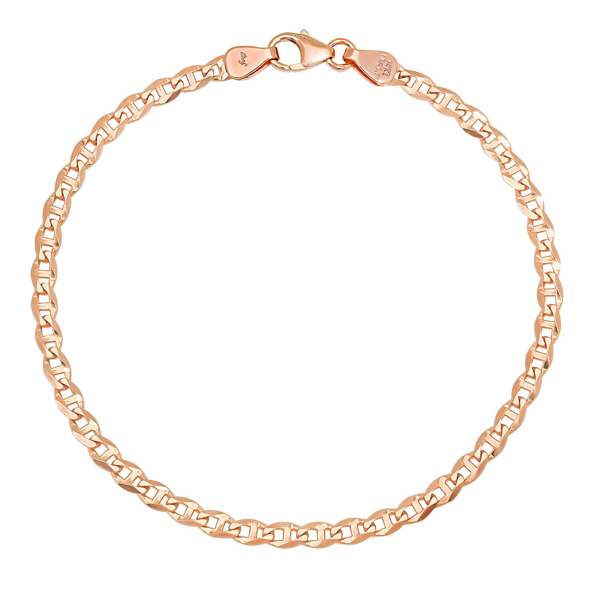 3MM Solid Diamond-Cut Mariner Bracelet — detail 3