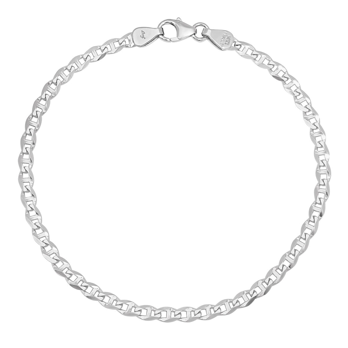 3MM Solid Diamond-Cut Mariner Bracelet — detail 2