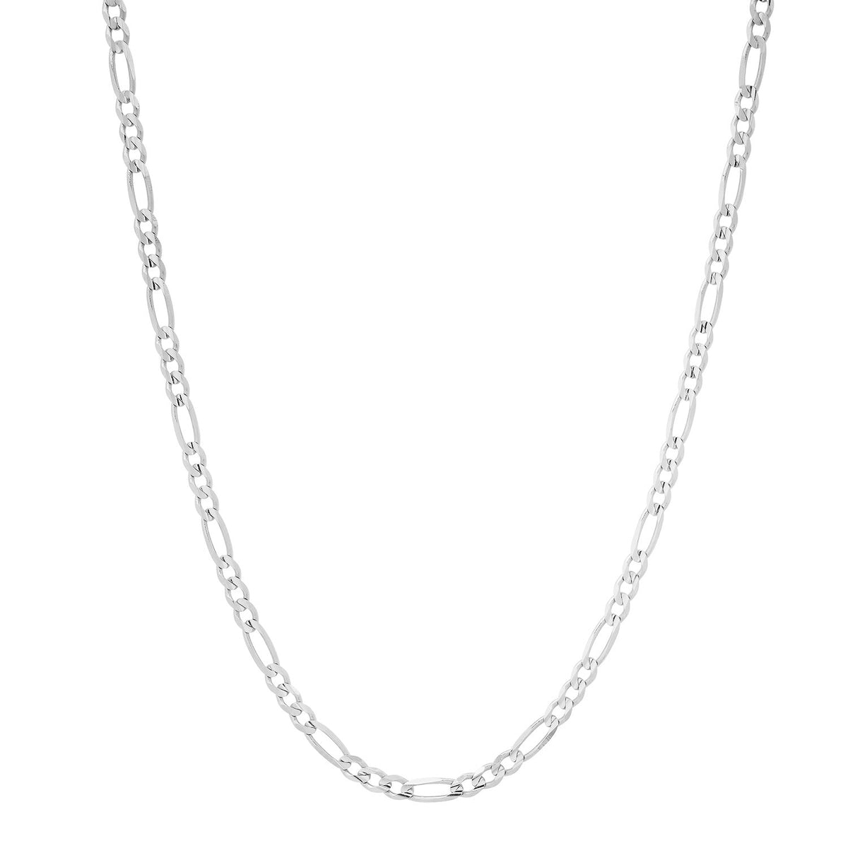2.2MM Solid Plain Figaro Chain in white gold