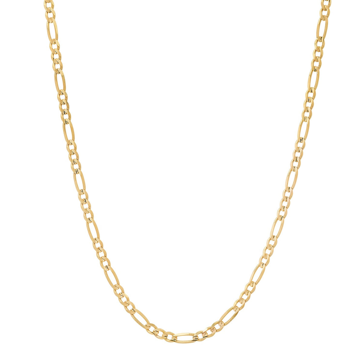 2.2MM Solid Plain Figaro Chain in yellow gold