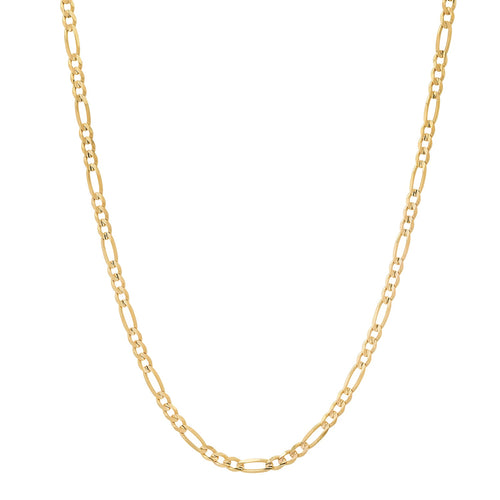 2.2MM Solid Plain Figaro Chain in yellow gold