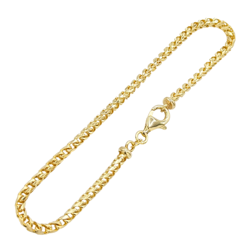 3MM Solid Diamond-Cut Franco Bracelet in solid 10K-24K gold