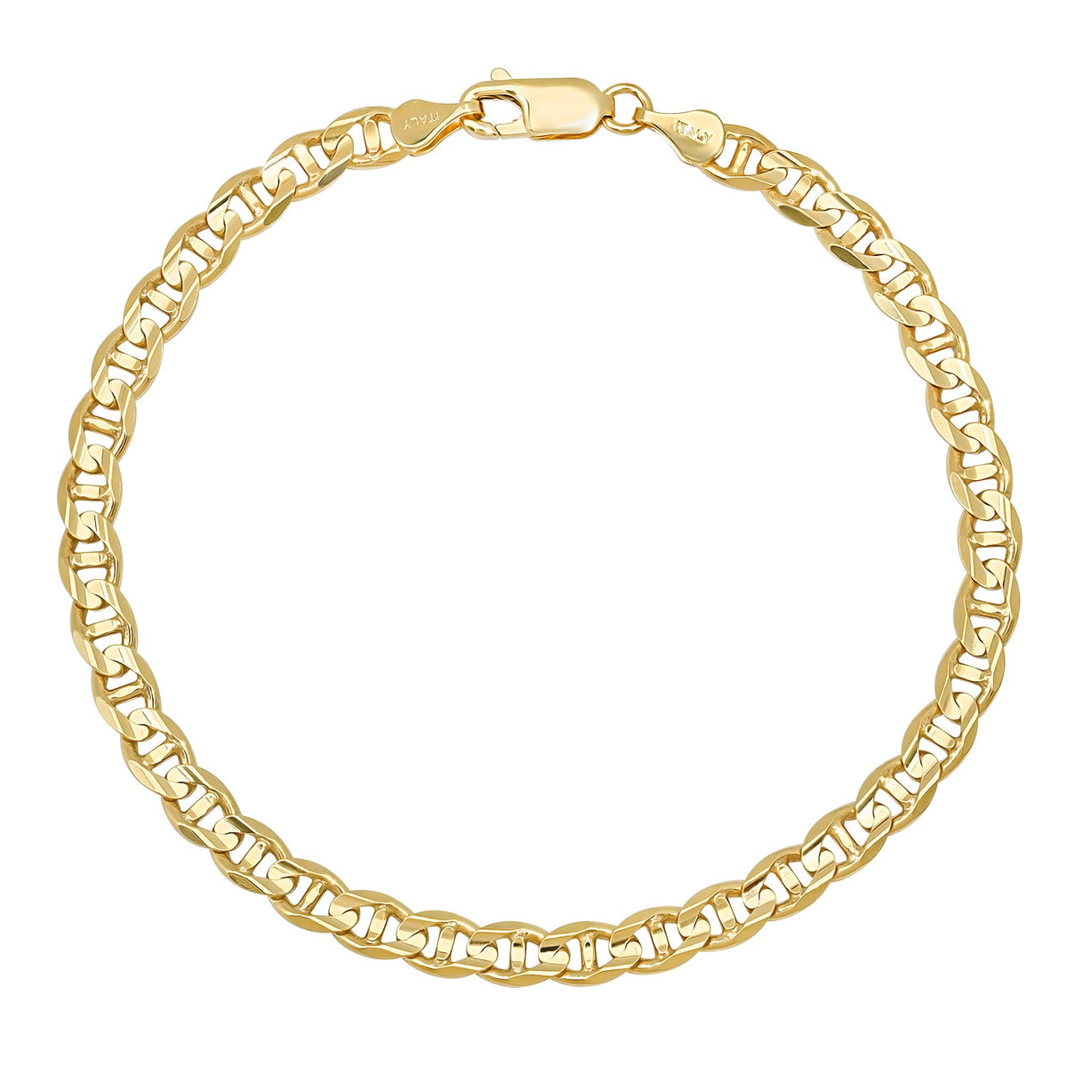 4MM Solid Mariner Bracelet in solid 10K-24K gold