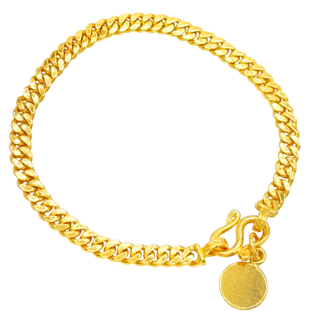 4.5MM Solid Flat Cuban Link Bracelet in solid 10K-24K gold