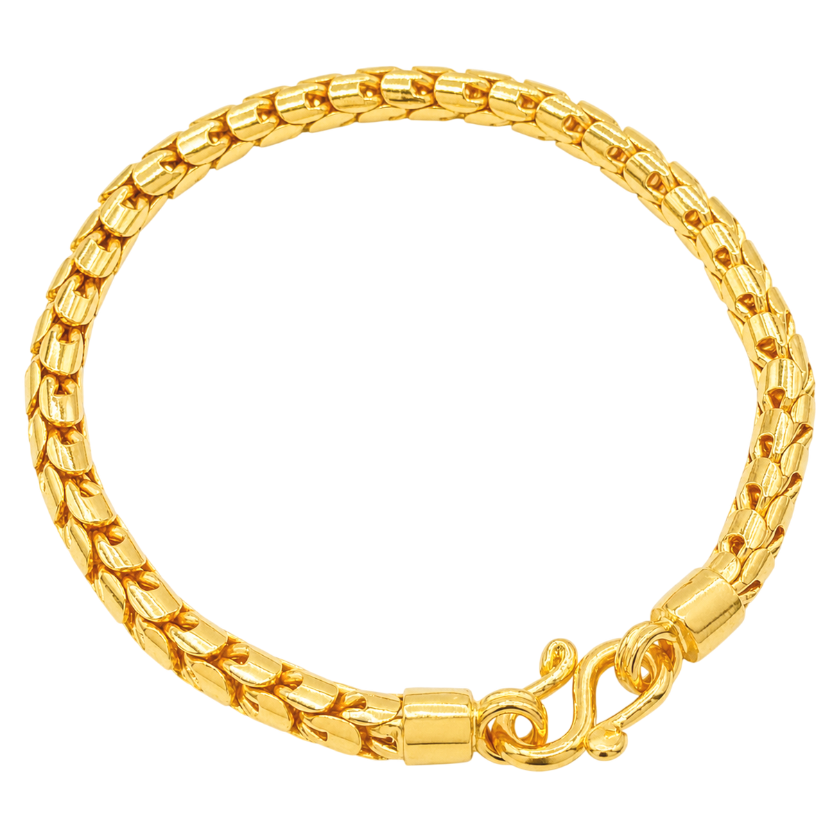 4.6MM Solid Dragon Scale Bracelet in solid 10K-24K gold