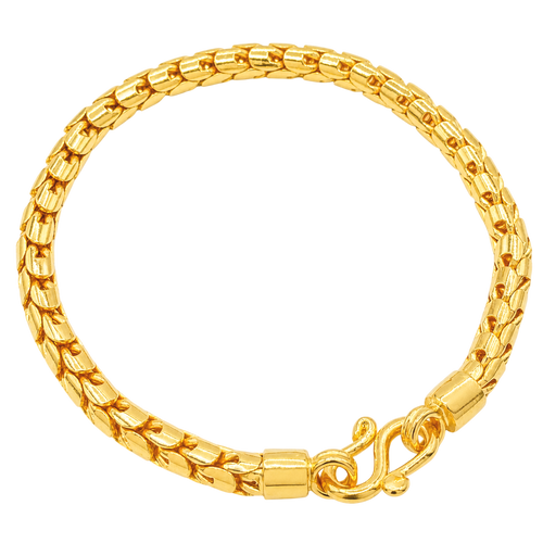 4.6MM Solid Dragon Scale Bracelet in solid 10K-24K gold